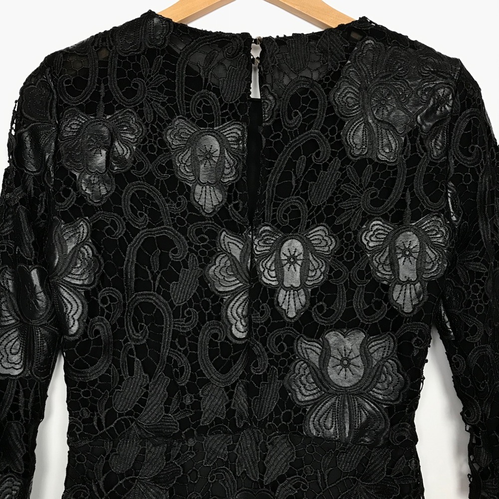 Zara Woman Black Faux Leather Appliqué ALine Dress - Picture 9 of 11